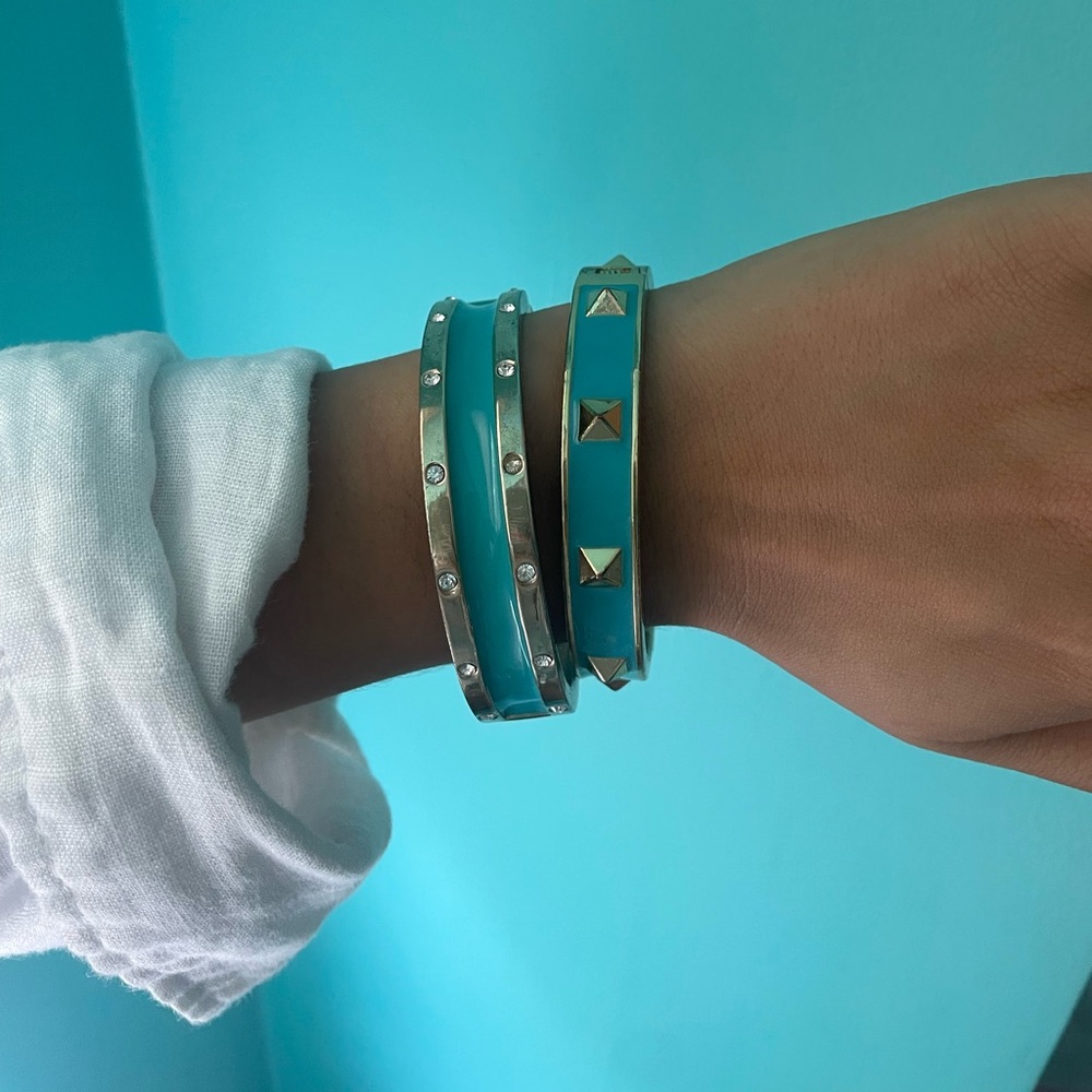 Turquoise enamel bangles
